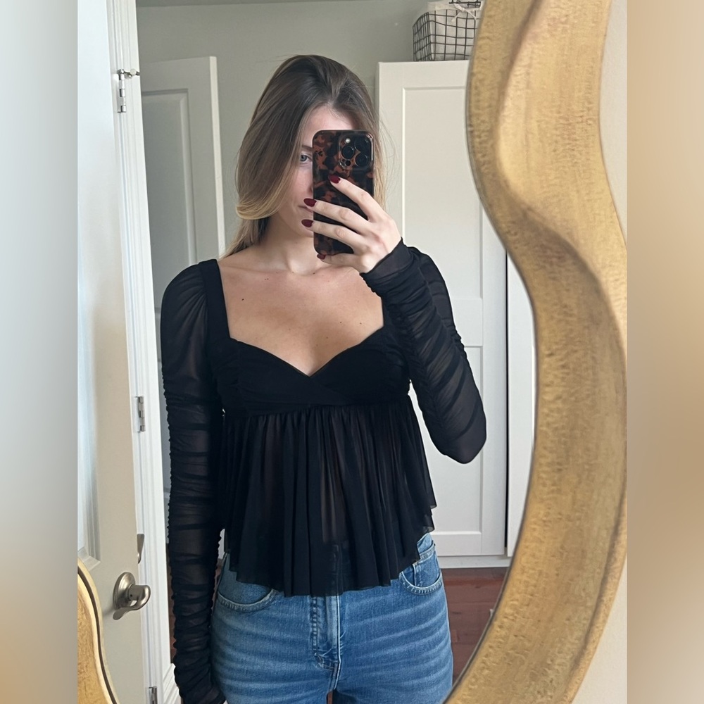 Urban Outfitters Black Sheer Baby Doll Top
